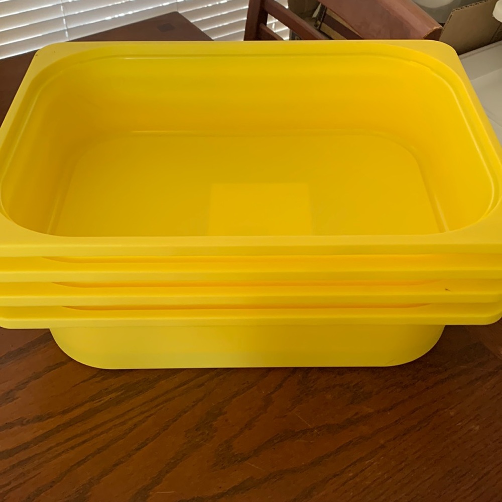 4 large yellow ikea trofast bins.